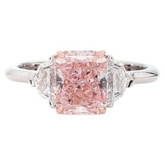 2 carat. Radiant Natural Fancy Brownish Pink Diamond Engagement Ring, GIA Report