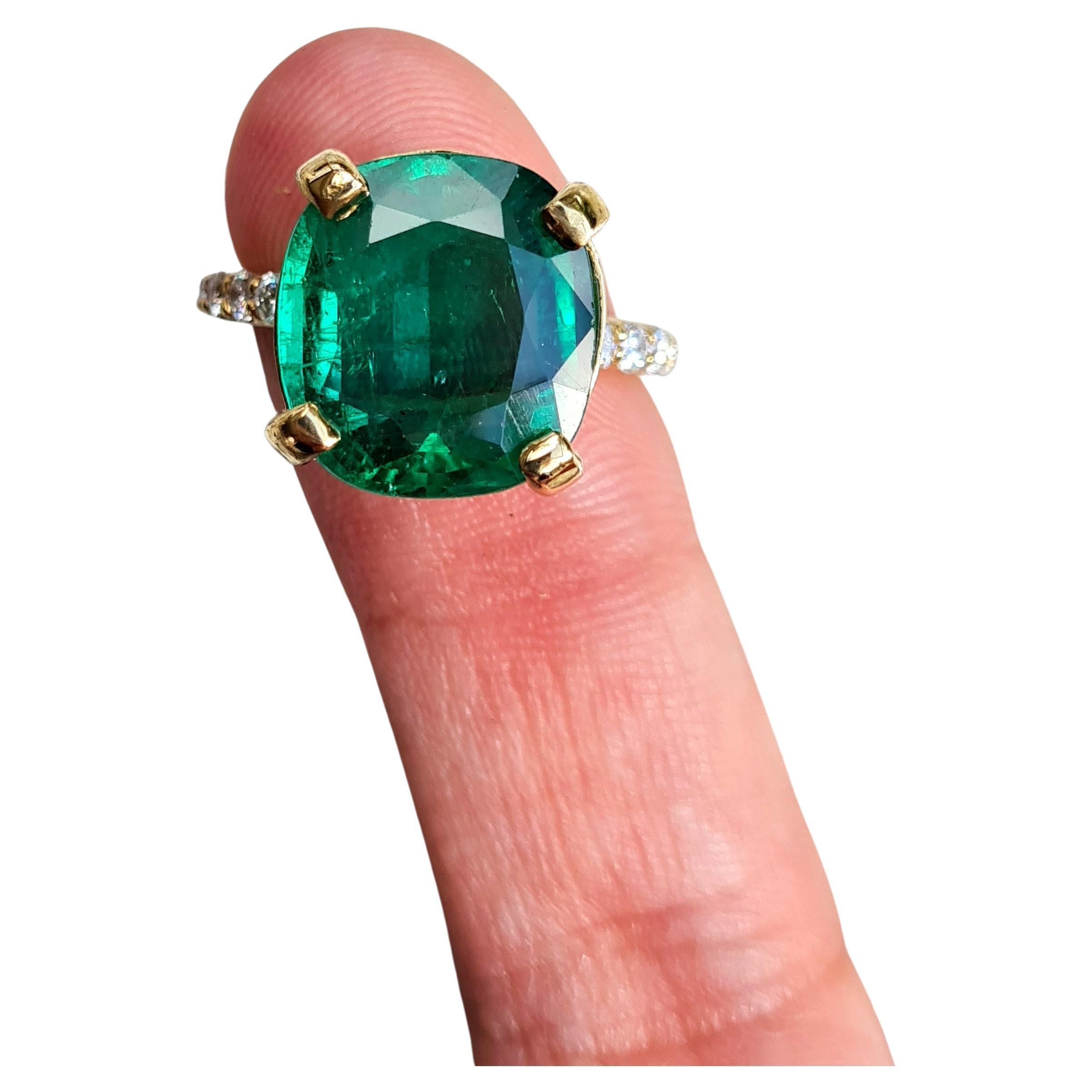 GIA Certified 7.28 CT Zambian Emerald Ring For Sale