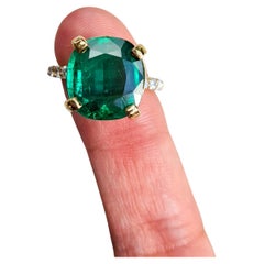 GIA Certified 7.28 CT Zambian Emerald Ring