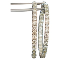 4.7 Carat total natural Diamond Hoop Earrings, 18 K White Gold