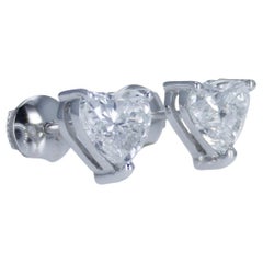 Pendientes de diamantes en forma de corazón de 3,42 quilates en oro blanco