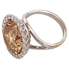 Gia Certified 9.02 Carat Natural Fancy Brown Yellow Diamond cocktail Ring