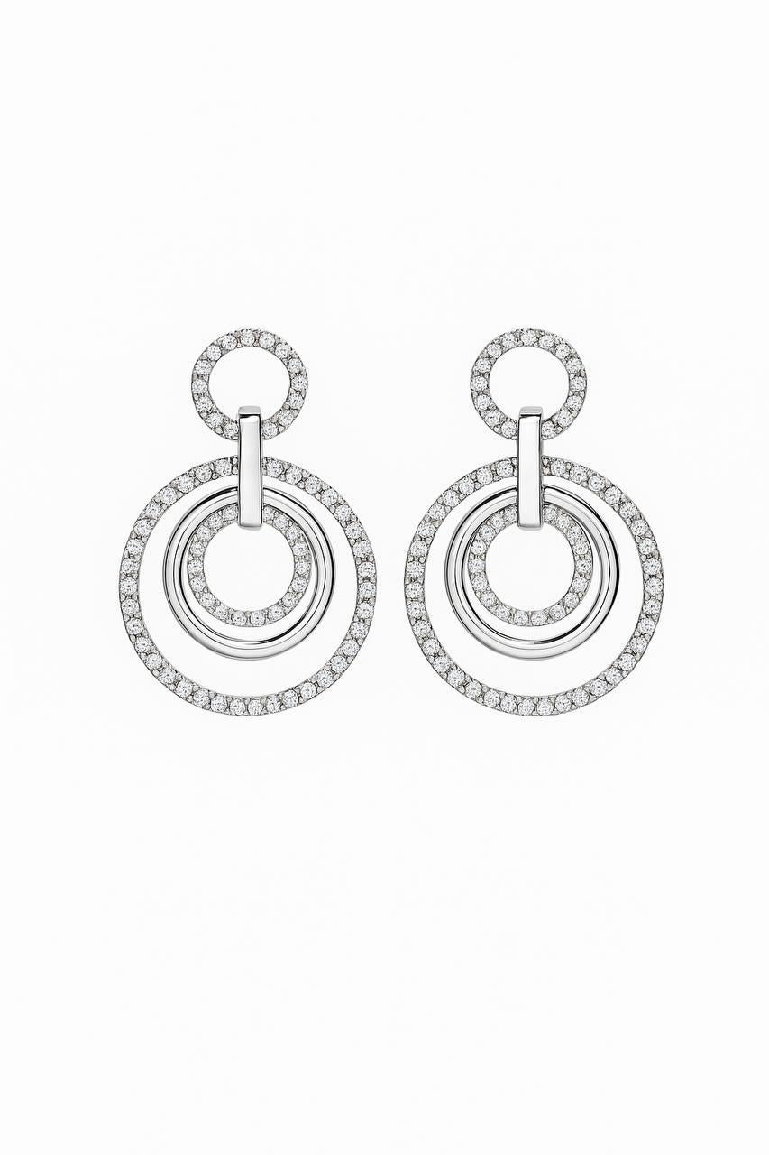 Taglio rotondo Eleganti orecchini a goccia con diamanti in oro bianco 18 carati - 1,96 carati in vendita