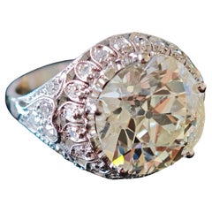 Vintage-Inspired 6.5ct Old European Cut Natural Diamond Ring in 18K White Gold