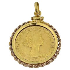Colgante de Oro Amarillo con Moneda Soberana 1958 Isabel II