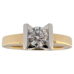 HRD Certified Italian Engagement Ring 18 karat Yellow and White Gold