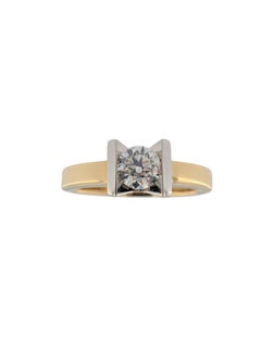 HRD Certified Italian Engagement Ring 18 karat Yellow and White Gold