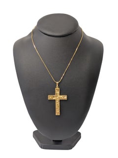French 18kt Yellow Gold Cross with Fleur de Lys Motif