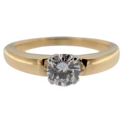 HRD Certified Italian Engagement Ring 18kt Yellow and White Gold with Diamond