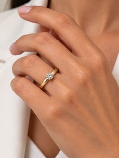 HRD Certified Italian Engagement Ring 18kt Yellow and White Gold with Diamond