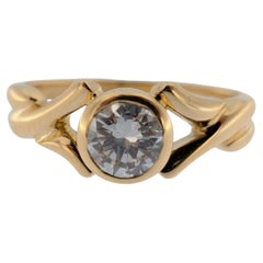 HRD Certified Italian Engagement Ring 18kt Yellow Gold with Solitaire Diamond