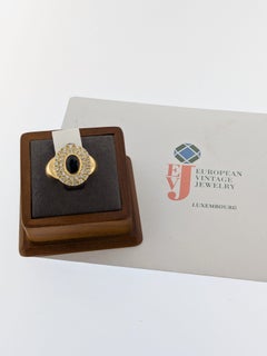 IGI Certified Italian Cocktail Ring 18kt Yellow Gold with Sapphire and Diamonds