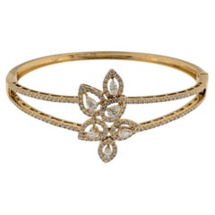 French Bangle Bracelet 18kt Yellow Gold With Natural Diamonds