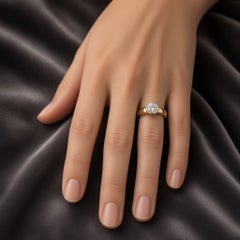 HRD Certified Italian Engagement Ring 18kt Yellow and White Gold with Diamond
