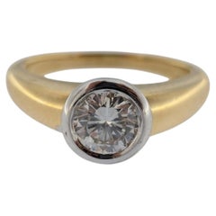HRD Certified Italian Engagement Ring 18kt Yellow and White Gold with Diamond