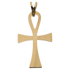 Italian Vintage Egyptian Cross 18kt Yellow Gold