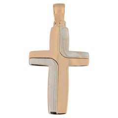 Italian Vintage Cross 18kt White and Rose Gold