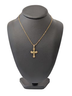 Croix orthodoxe vintage italienne en or jaune 18 carats, sertie de rubis, de saphirs et d'émeraudes