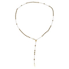 Italian Vintage Rosary Pendant Necklace 18kt Yellow Gold