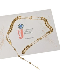 Italian Vintage Rosary Pendant Necklace 18kt Yellow Gold