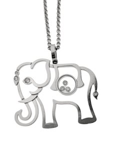 Happy Diamond Elephant Chopard Necklace 18kt White Gold