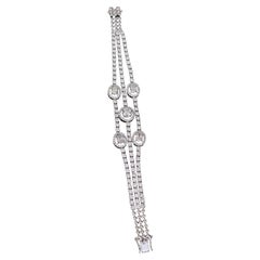 11.70 Carat Solitaire Halo Natural Diamond Statement Bracelet, 14k White Gold