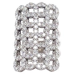 2.74 Carat Geometric Natural Diamond Full Finger Statement Ring, 14k White Gold