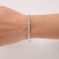 1.10 Carat Illusion Set Natural Diamond Statement Stack Bracelet, 14k White Gold