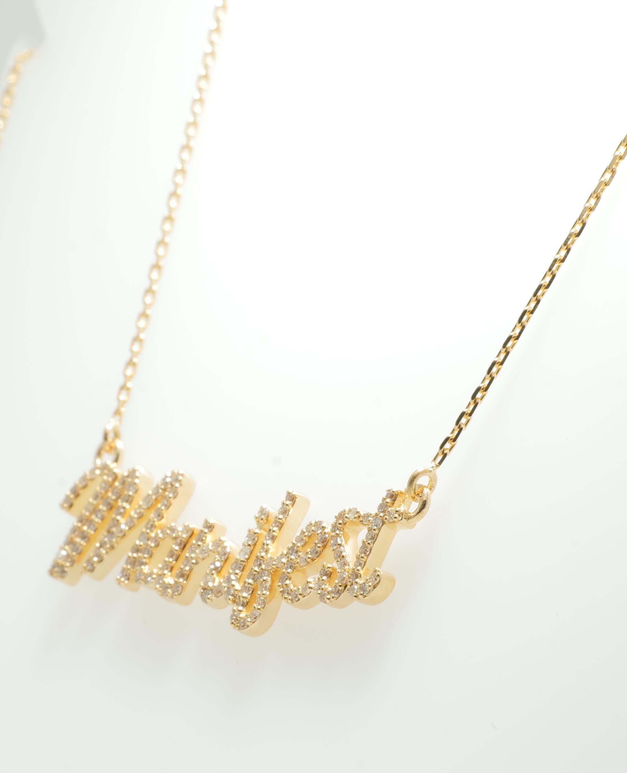Collana con ciondolo Manifest in oro massiccio 14K (certificato) in vendita 2