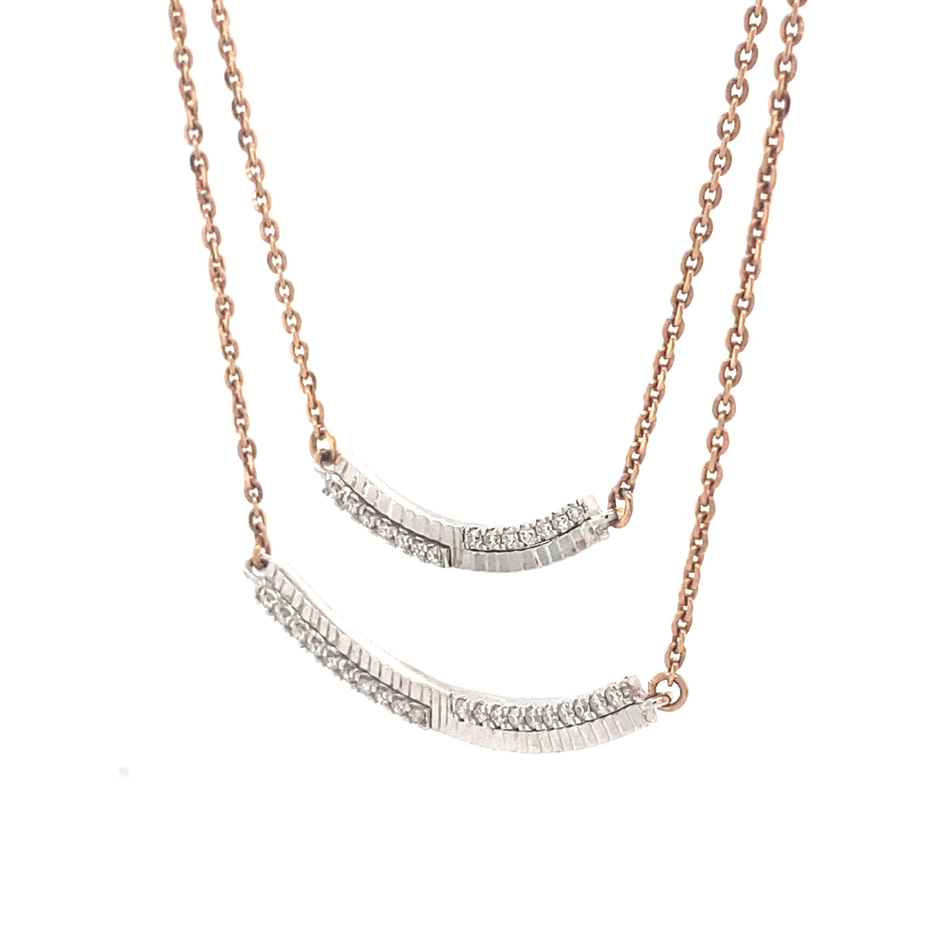Collier en or massif 14k à double arc et diamants superposés (certifié) en vente 2