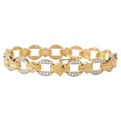 1.19 Carat Men's Natural Diamond Geometric Chain Link Bracelet, 14k Yellow Gold