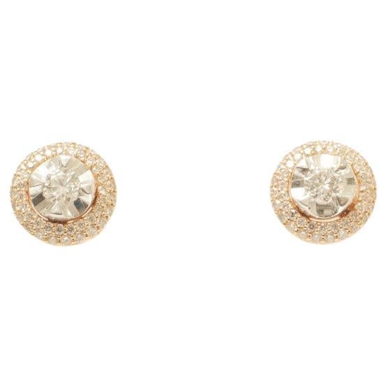 Orecchini solitari in oro massiccio 14k (certificati) in vendita