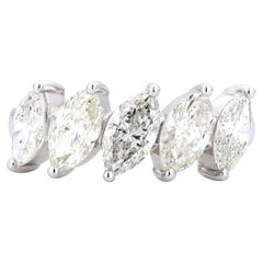 2.47 Carat Marquise Natural Diamond Five-Stone Stacking Ring, 14k White Gold