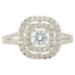 Solitaire Natural Diamond Concentric Square Ring in 14K Solid Gold (Certified)