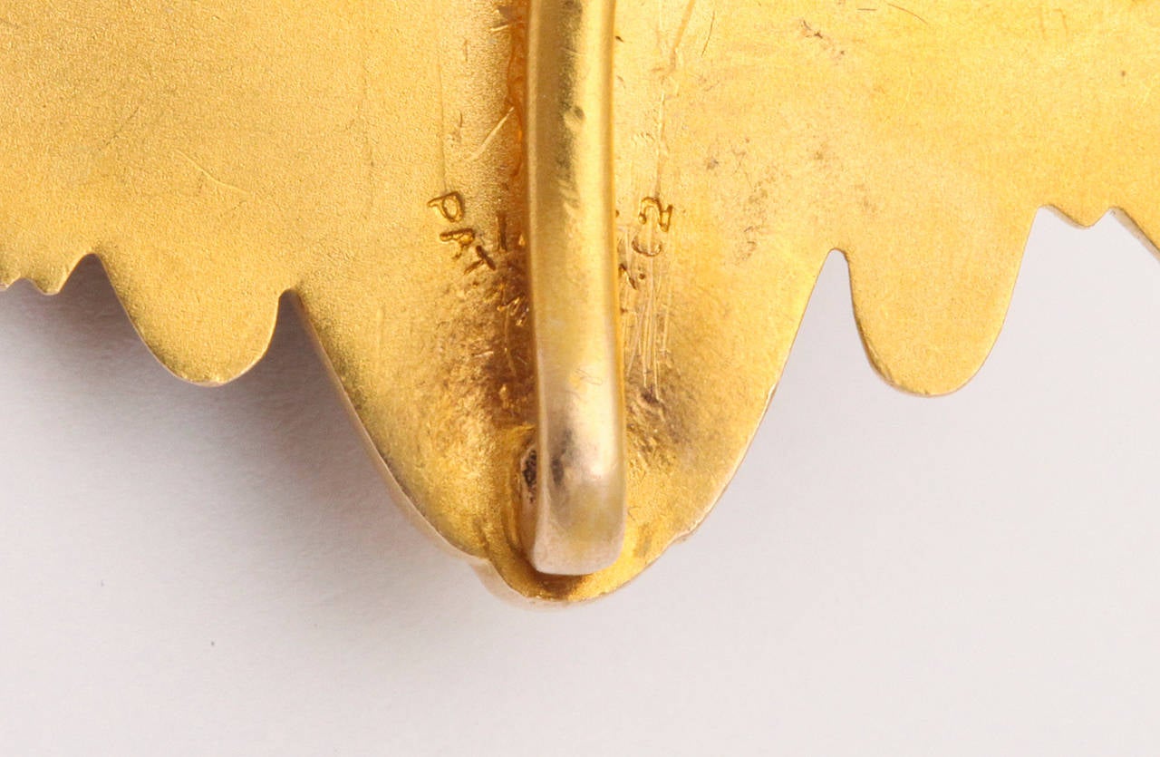 Women's or Men's Art Nouveau Diamond Ruby Yellow Gold Lion Brooch