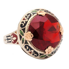 Art Deco Garnet Enamel Ring