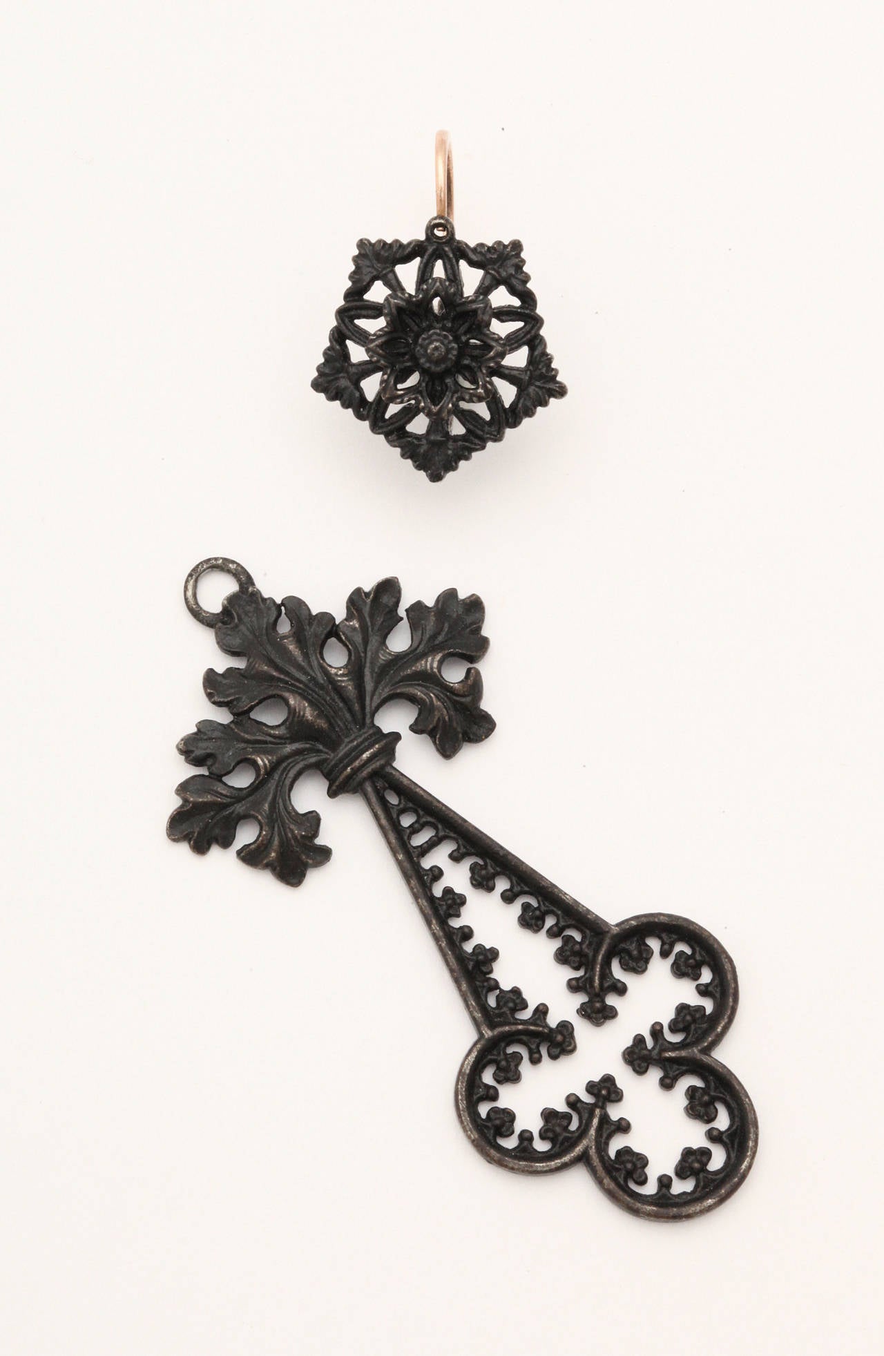 19th Century Geiss Berlin Iron Chandelier Earrings In Excellent Condition In Stamford, CT