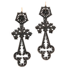 19th Century Geiss Berlin Iron Chandelier Earrings