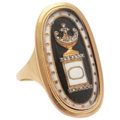 Superior Enamel Diamond Gold Georgian Urn Ring 12
