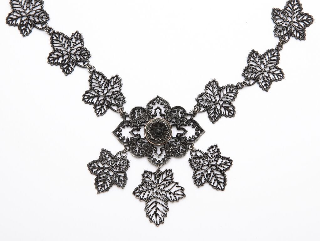 Rare Geiss Berlin Iron Girandole Vine Leaf Necklace