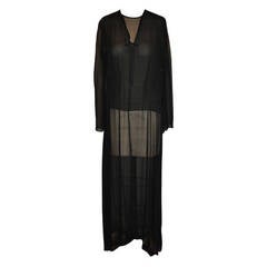 Morgan Le Fay Two-Piece Black Chiffon Maxi Dress with Blouse