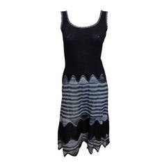 Chanel Black and Grey Striped Knit Dress
