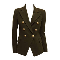 Balmain Olive Wool Army Blazer