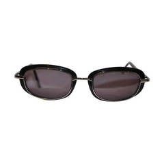 Vintage Yohji Yamamoto Black Lucite with Polished Silver Accent Sunglasses