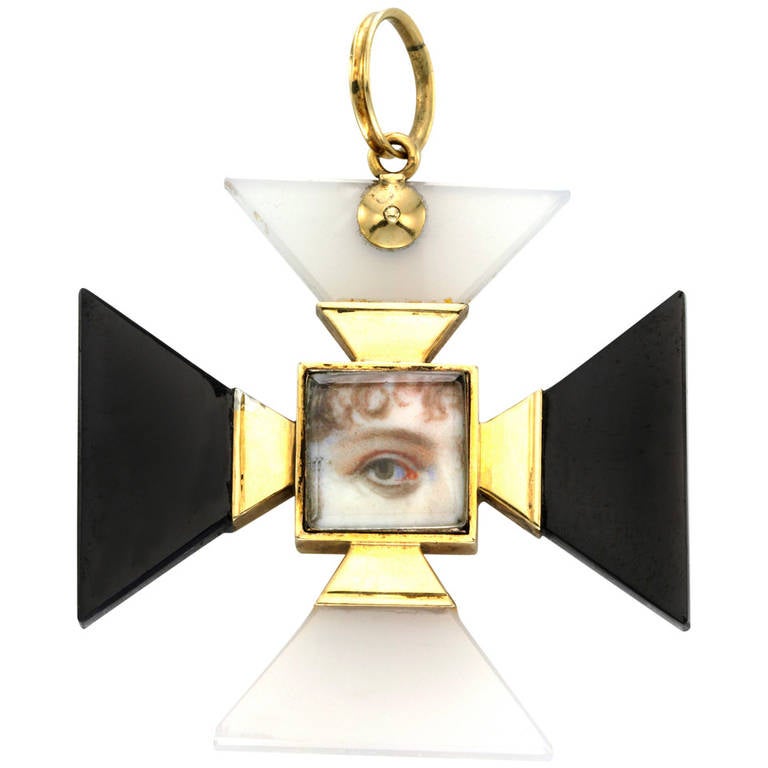 A Multi-Gem Maltese Cross Pendant For Sale