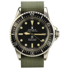 Rolex Stainless Steel Military Submariner Wristwatch Ref 5513 circa 1972