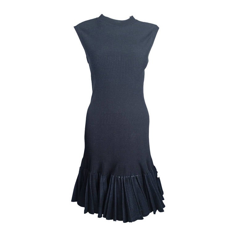 Alaia Paris Black Stretch Wool Dress For Sale