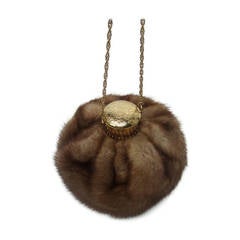 Opulent Mink Fur Round Evening Bag c 1960