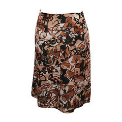 Chanel Earthtoned Printed Silk Skirt - 36