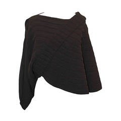 Chanel Black Asymmetrical Ribbed Poncho - 40